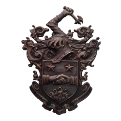 Bronze coat of arms of the Sandoz family